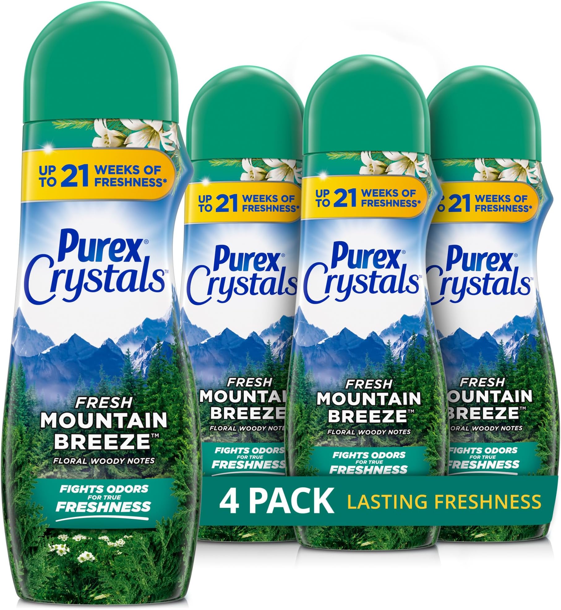 - Purex Crystals In-Wash Scent Booster, Fresh Mountain Breeze, 21 oz (Pack of 4), Long-Lasting Freshness & Odor Elimination Technology