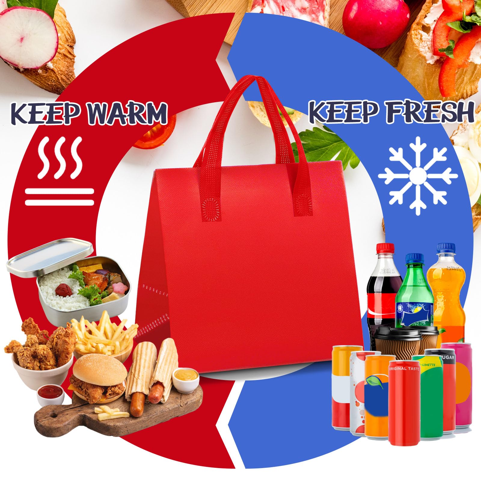 Kacctyen 100 bolsas aisladas para llevar a granel de 9.5 x 6 x 9.5 pulgadas, bolsa de alimentos con aislamiento térmico para café, té con leche, alimentos fríos calientes, bolsa de refrigeración para