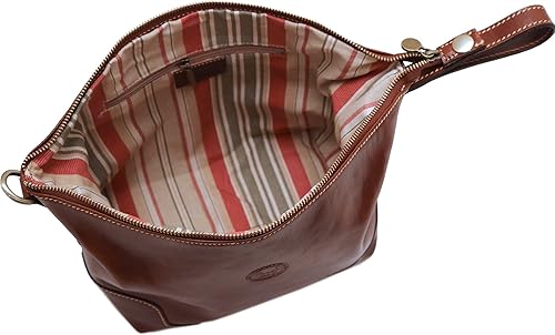 Miniatura 5 de Cenzo Neceser Dopp de cuero para viaje en color marrón, Vecchio marrón