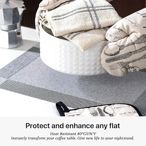 Miniatura 73 de LEXMORE Juego de 6 manteles individuales tejidos de vinilo/plástico para mesa de cocina, interior/exterior, lavables, manteles individuales lavables