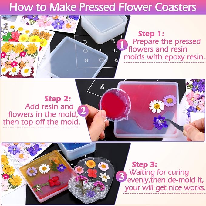 140 Pcs Flores Secas Prensadas para Resina Manualidades Kit miniatura 5