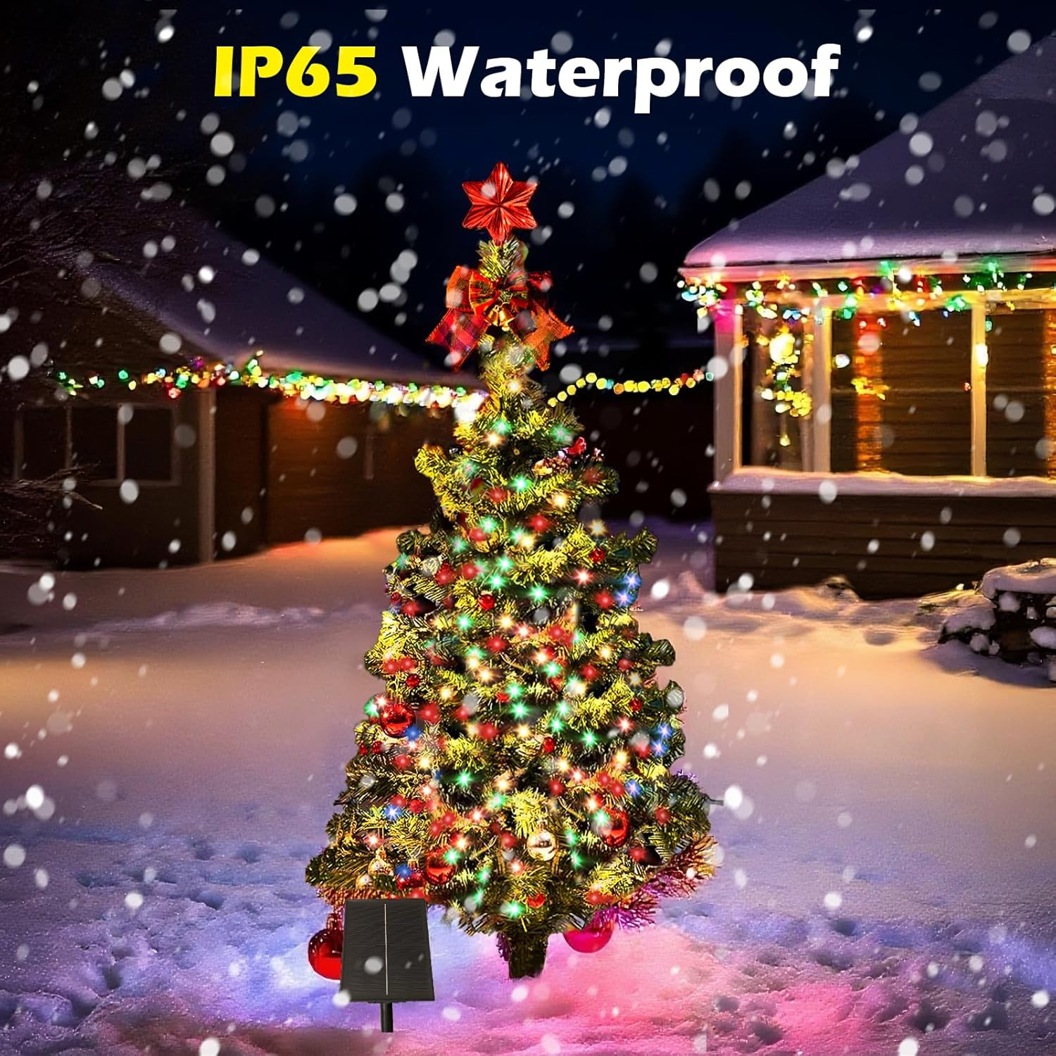 2-Pack 3.2FT Solar Christmas Tree Lights Outdoor Waterproof, 100LED 8 Lighting Modes Xmas Ball & Red Berry Outdoor Christmas Tree, Christmas Decorations Outdoor for Holiday Display Courtyard Decor
