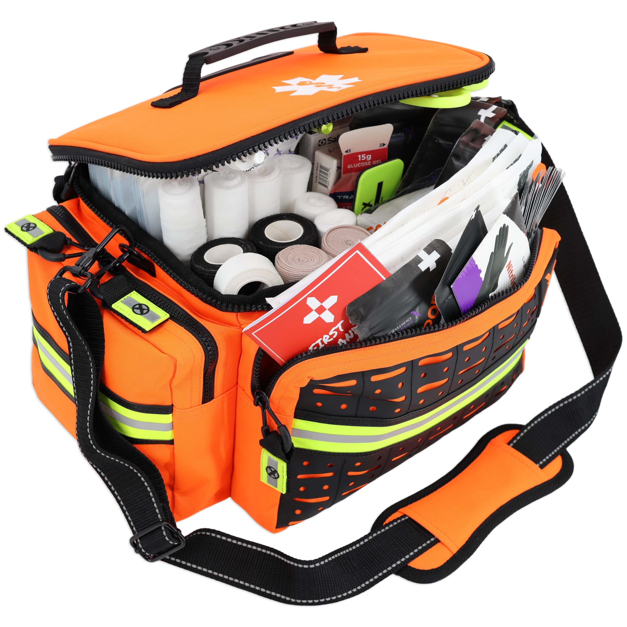 Lightning X Bolsa EMT de primeros auxilios de tamaño mediano | LXMB25 | Kit de primeros auxilios totalmente abastecido con más de 200 suministros BLS - Naranja