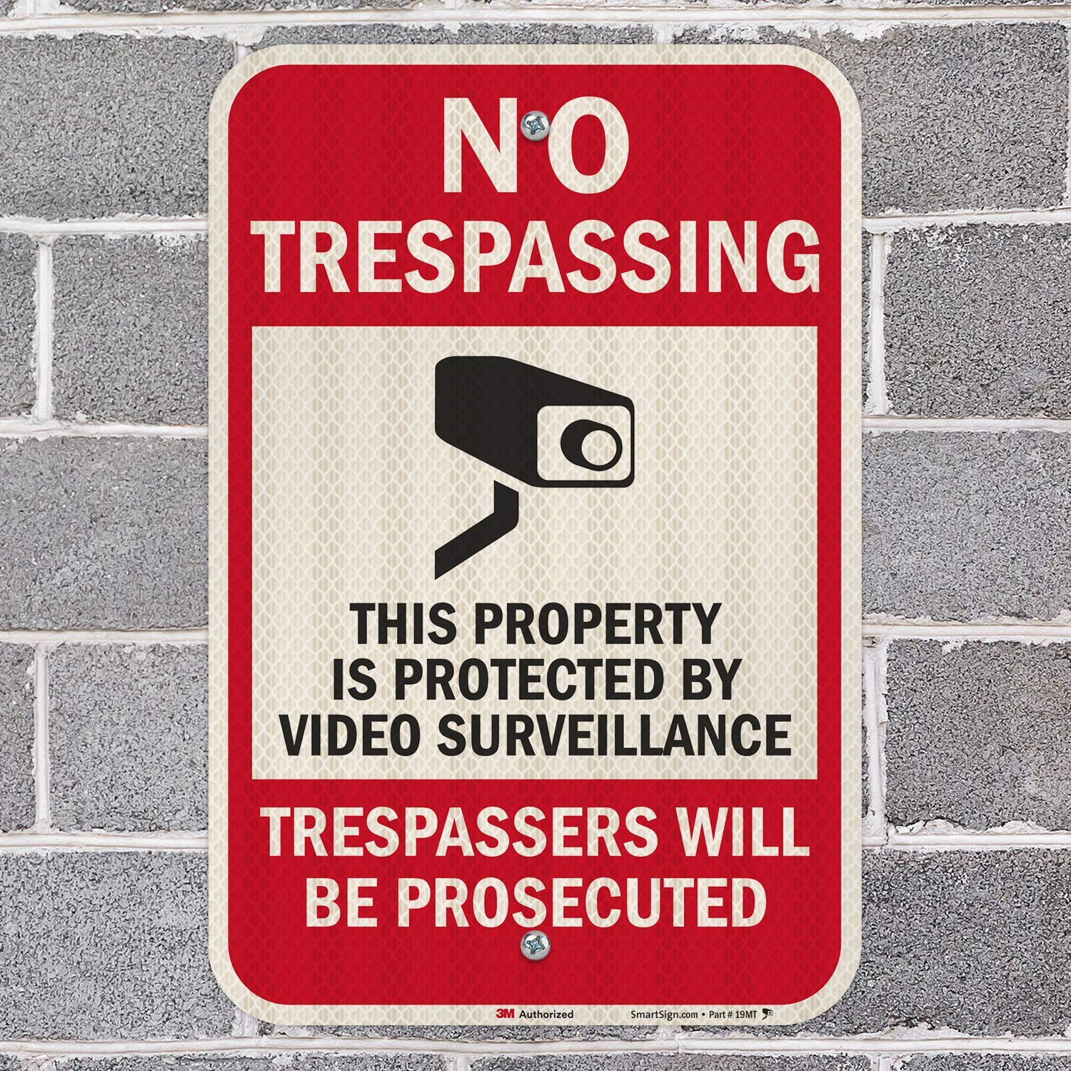 SmartSign Panneau en aluminium réfléchissant haute intensité avec inscription « No Trespassing - This Property Is Protected By Video Surveillance, Trespass Will Be Prosecuted » 30,5 x 45,7 cm