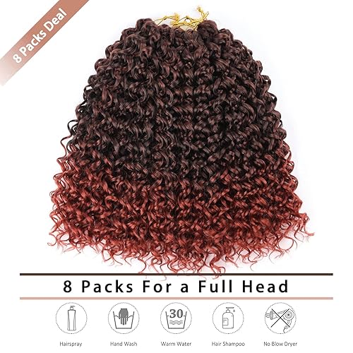 Miniatura 2 de 8 paquetes de extensiones de cabello rizado GoGo de 18 pulgadas para mujeres negras, ondulado con ganchillo, ondulado con ondas oceánicas,
