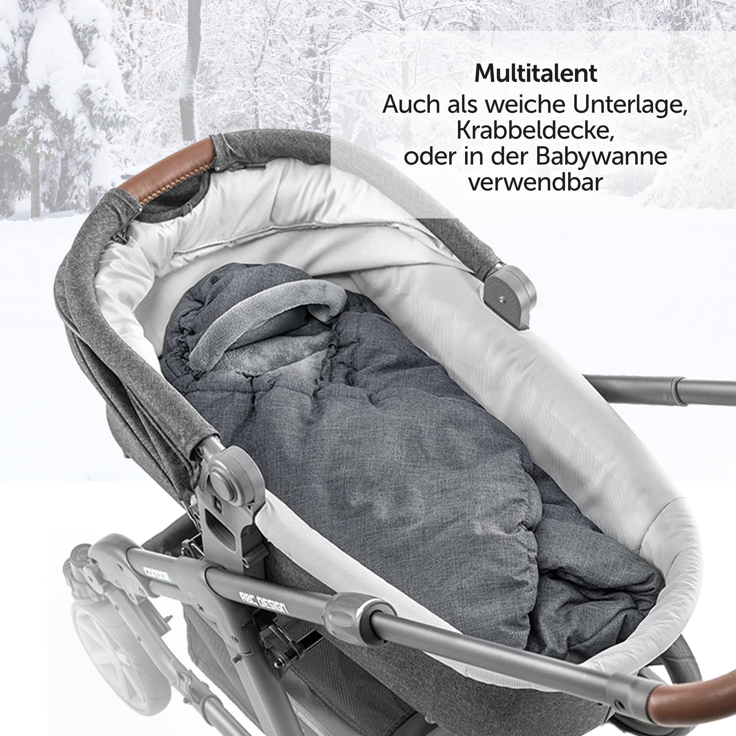 Zamboo Einschlagdecke für Babyschale und Kinderwagen - Thermo Fleece Grau