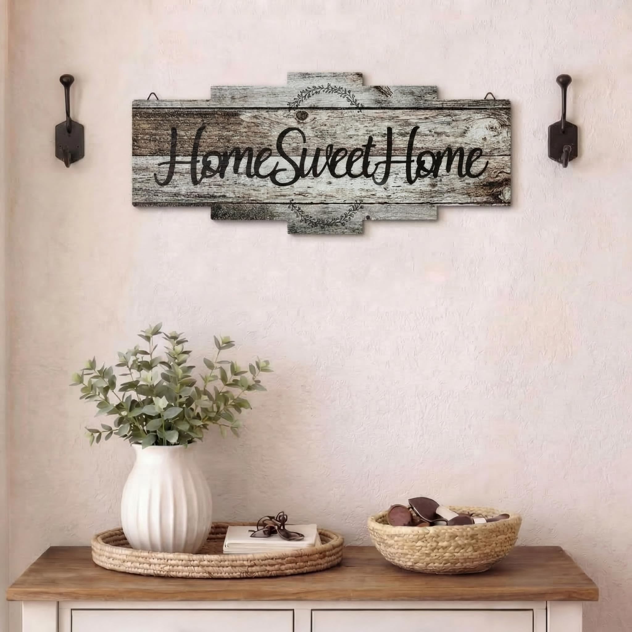 Jetec Home Sweet Home Sign, Rustic Wood, Large Farmhouse Home Plaque Wall Hanging Wooden Sign for Bedroom, Living Room, Wall, Wedding Decor (Gray)
