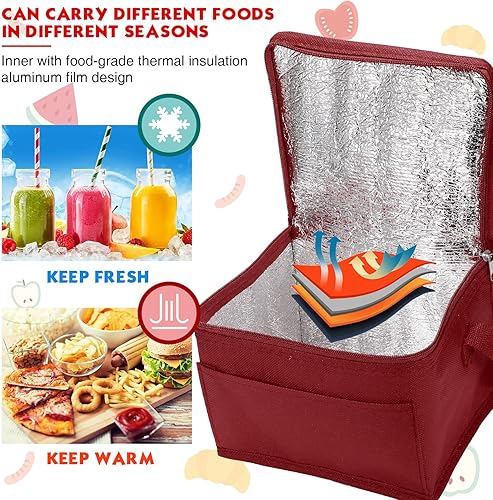 Vista 17 de Nuogo Paquete de 15 loncheras aisladas a granel, cajas enfriadoras reutilizables, juego de loncheras a prueba de fugas, enfriadores térmicos Azul