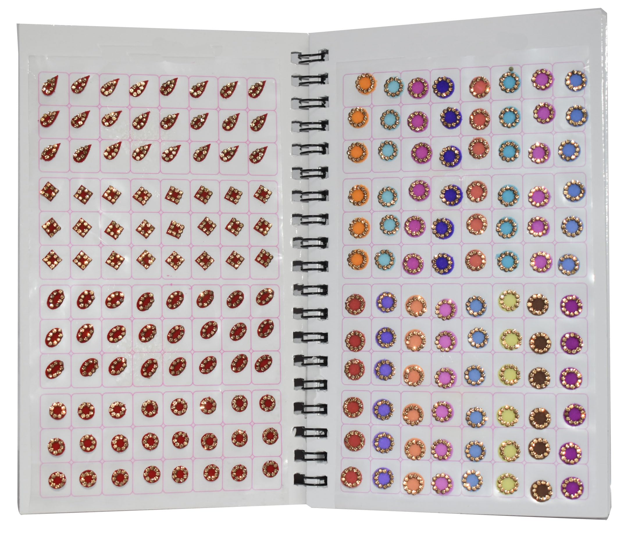 Book Bindi Kumkum Border (Small,Large All Size) Total 960 Bindi)-Red Marron Multi-1 Multicolor Bindis (ALL SKIN TYPE) For Women (S-Border Pastel Shape)-image-1