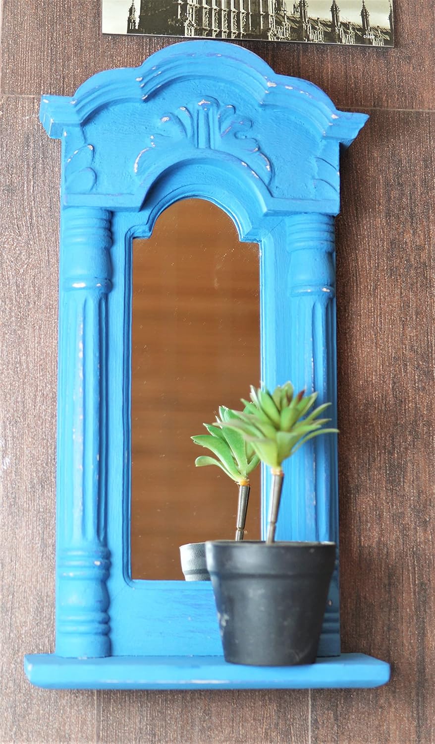 Buy CULTURWAY Royal Wooden Rectangular Wall Hanging Jharokha Wall Mount Framed Mirror for Living