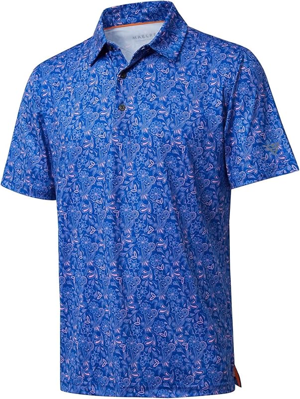 Camisas de golf para hombre ajuste seco manga corta estampado rendimiento humedad absorción polo