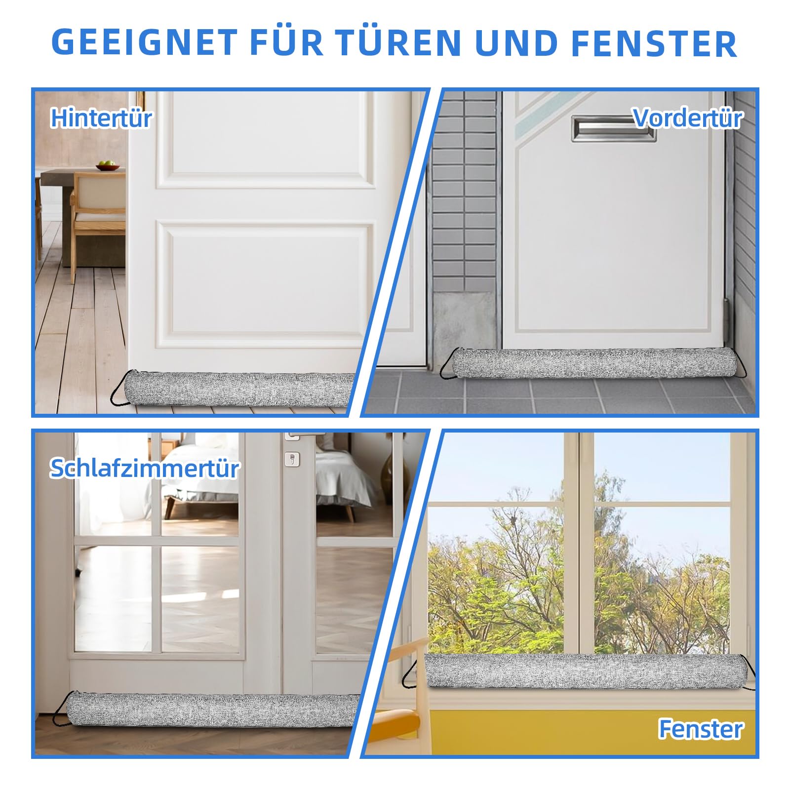 Paraspifferi per porte 90 cm, paraspifferi triangolari, per porta di casa e finestre, paraspifferi per porte, riduce la perdita di calore in inverno freddo, grigio