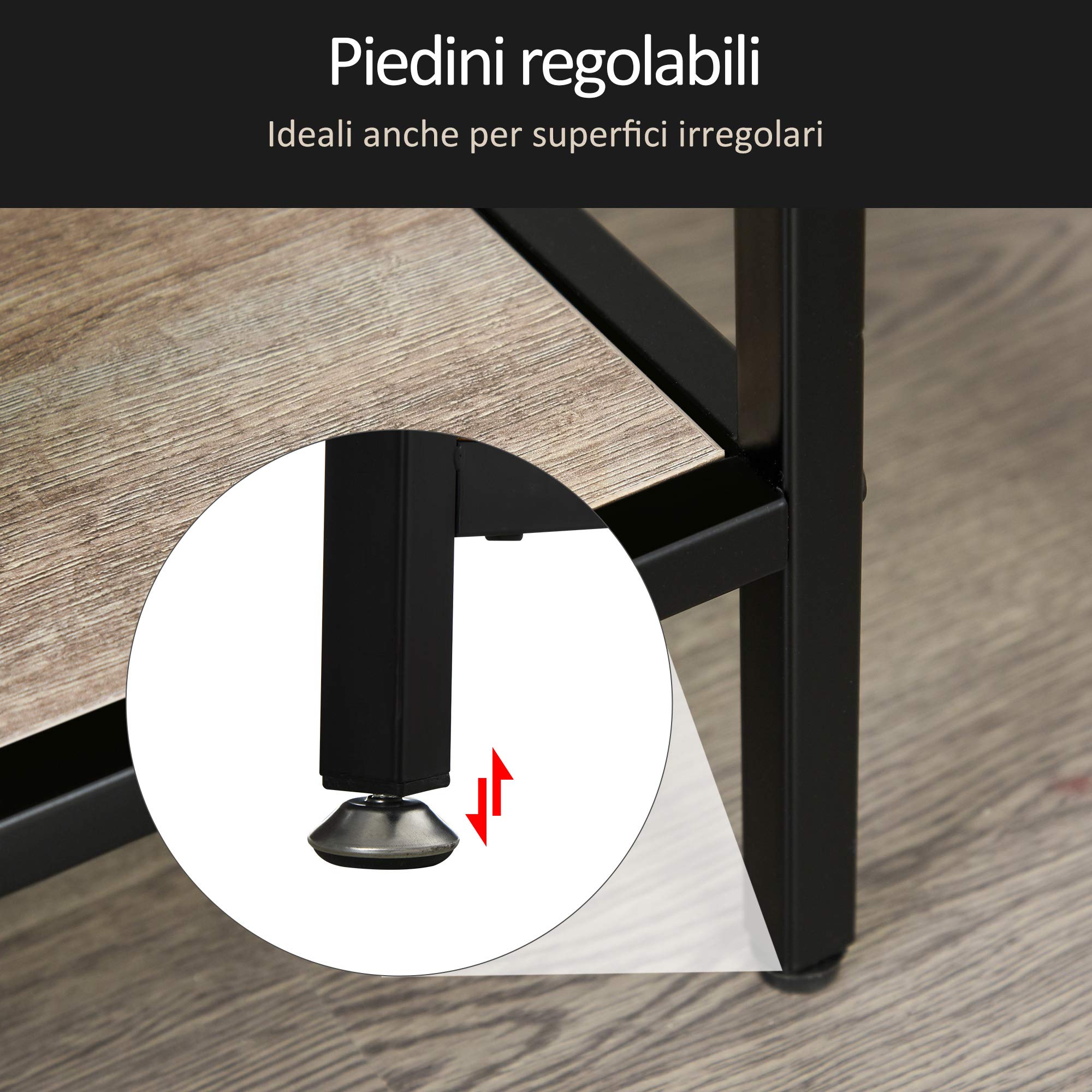 HOMCOM Estantería librería asimétrica estilo industrial 120 x 32 x 95 cm negro | Madera y Metal