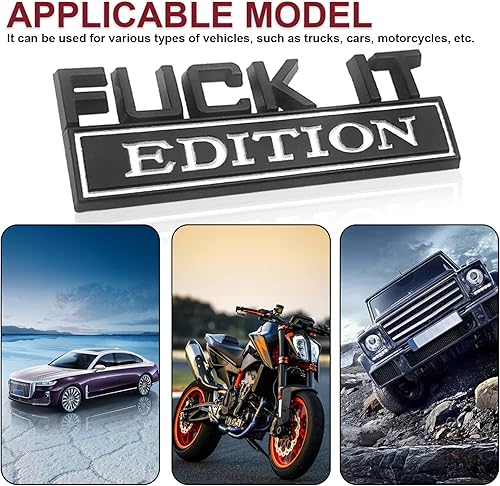 Miniatura 3 de Fuck IT Edition Emblema 3D Fender Badge Decal 3D Fender Badge Decal 3D Fender Badge Calcomanía de repuesto de camión de automóvil, apto para todos
