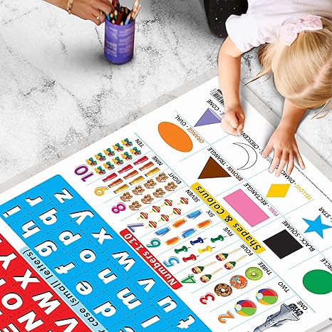 Set Of 2 Numbers 1-100 And Alphabet, Numbers, Shapes & Colours Early Learning Educational Charts For Kids|20"X30" Inch|Non-Tearable And Waterproof|Double Sided Laminated - Image 5