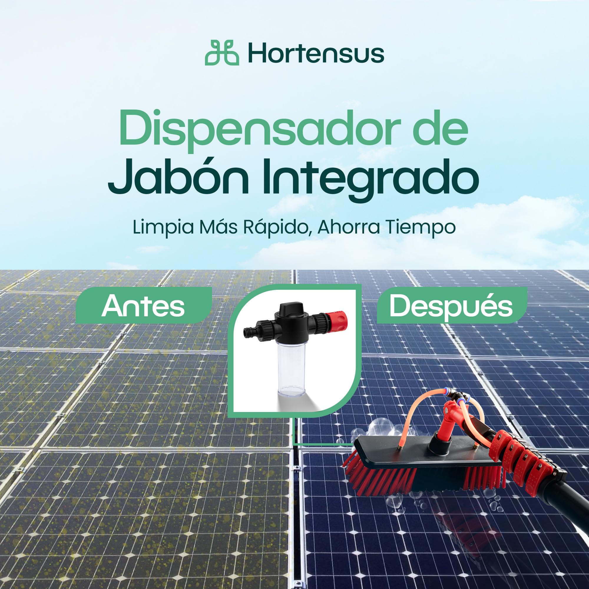 Percha Telescópica 4,6 m con Cepillo High Clean | Escoba Telescópica, Limpieza de Techo y Placas Solares, Cepillo Multifunción