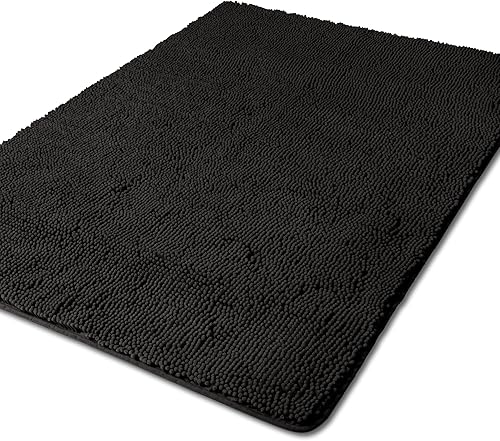 Miniatura 145 de Yeaban Alfombras de baño gris oscuro – Gruesas alfombras de baño de chenilla | Alfombras de baño absorbentes y lavables antideslizantes, alfombras
