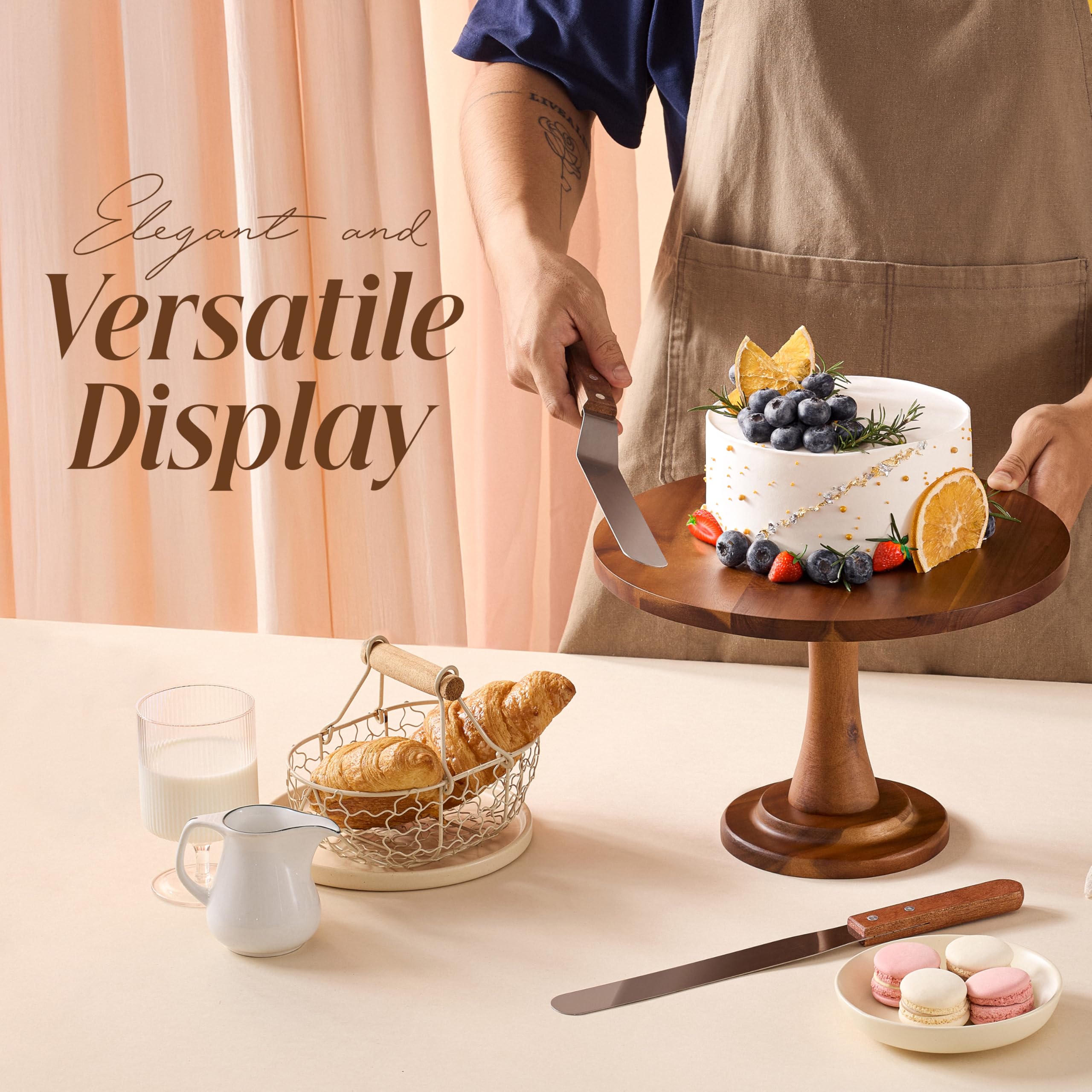 Cake Stand Hanobe Round Wood Cupcake Pedestal Stand 12 Inch