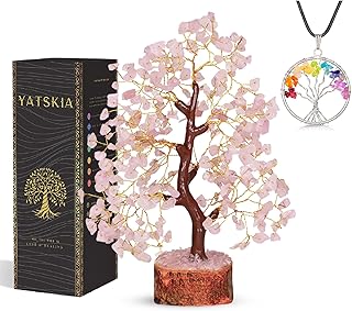 Rose Quartz Tree - Spiritual Gifts - Crystal Tree of Life - Housewarming Gifts for Women - Pink Room Decor - Gemstones and Crystals - Meditation Accessories