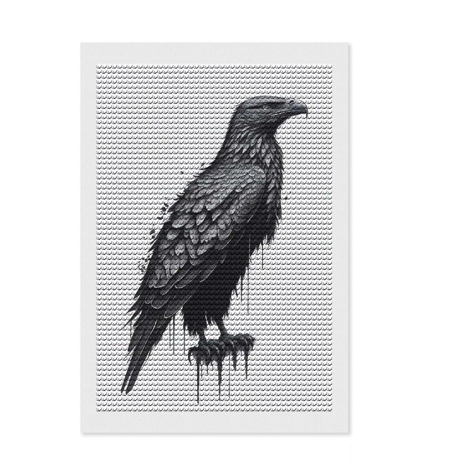 Junmoney Vector Eagle DIY Diamond Art Canvas Kit 8"x12", Fun Craft Experience, Good for Quiet Evenings, Cosy Home Accent, Gift Idea