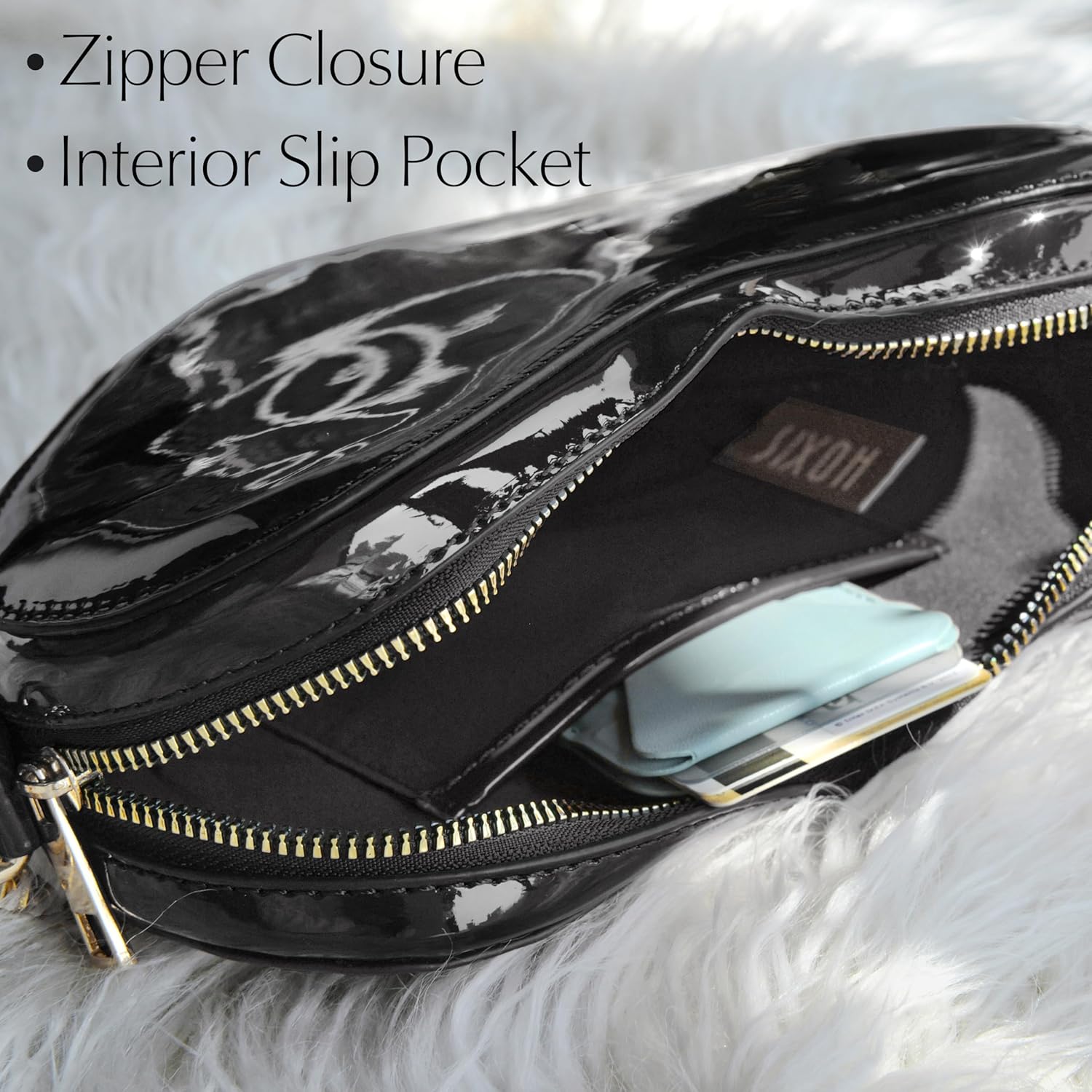 Heart Women Shoulder Bag Glossy Vegan Leather Chain Cross Body Bag Cosplay Purse - Image 5