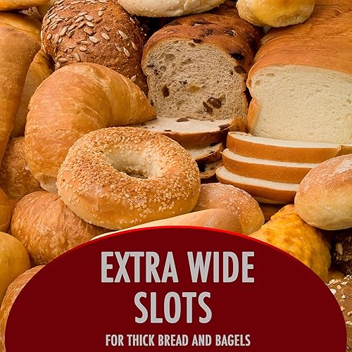 Miniatura 6 de Rae Dunn Tostadora, tostadora cuadrada de 2 rebanadas de acero inoxidable, ranura ancha con 5 niveles de tostado, con opciones de bagel,