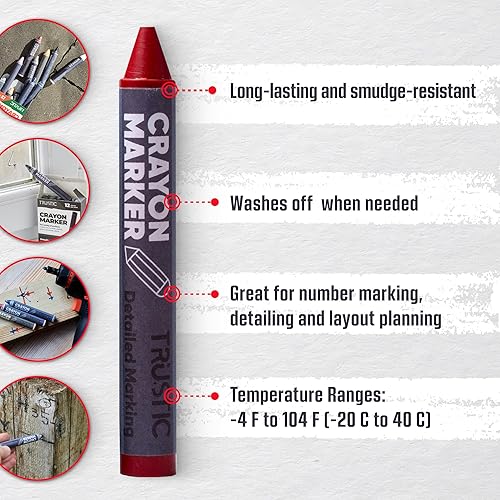 Miniatura 2 de Marcador universal de cera de crayón para industrial y artesanía, marcado detallado en madera, cartón metálico, cerámica, hormigón, vidrio,