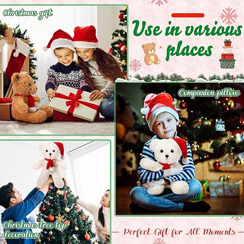 Miniatura 6 de Shappy Paquete de 6 animales de peluche de oso suave de 12 pulgadas, lindos osos a granel con sombrero y bufanda para niños, niñas, niños, novia,