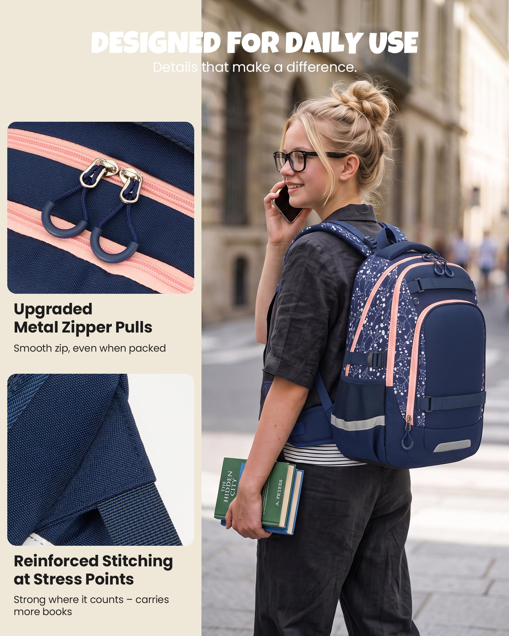 Amythe Ergo Schulranzen Mädchen Teenager Rucksack für Schule, Outdoor