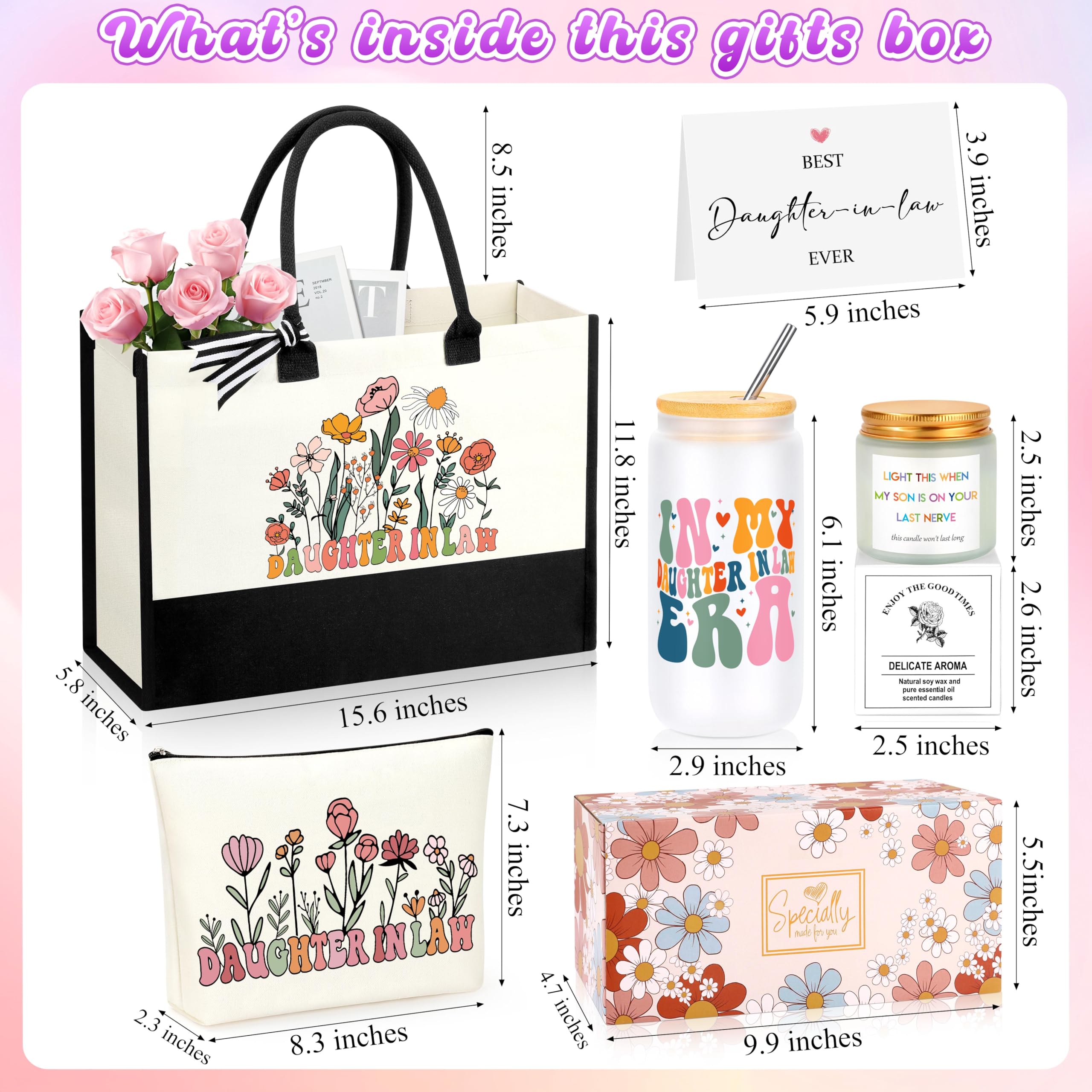 Daughter in Law Gifts, Birthday Christmas Ideas Gifts for Daughter In Law, Mothers Day Birthday Present Basket Set of 6