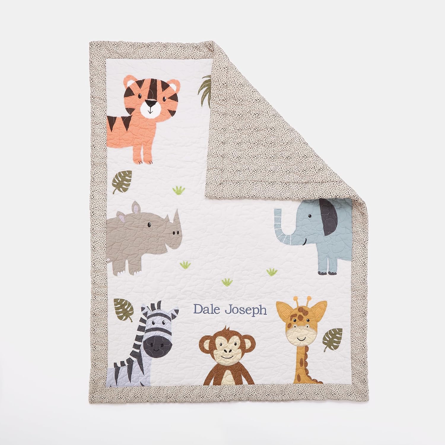 THINGS REMEMBERED Embroidered Safari Animals Quilted Blanket (Free Customization)