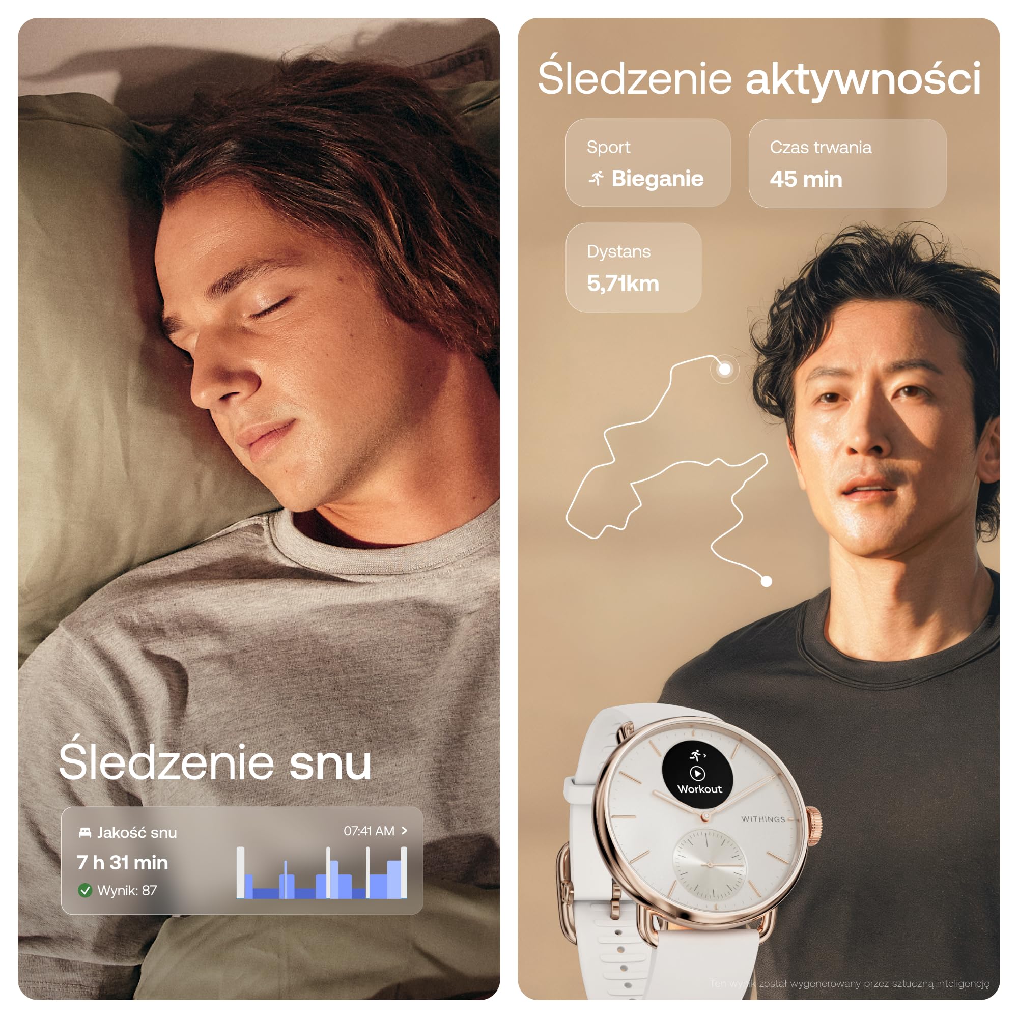 Withings ScanWatch 2 Heart Health Hybrydowy smartwatch dla mężczyzn i kobiet, EKG, SPO2, monitorowanie temperatury, śledzenie snu, zdrowie układu oddechowego, śledzenie cyklu, czas życia
