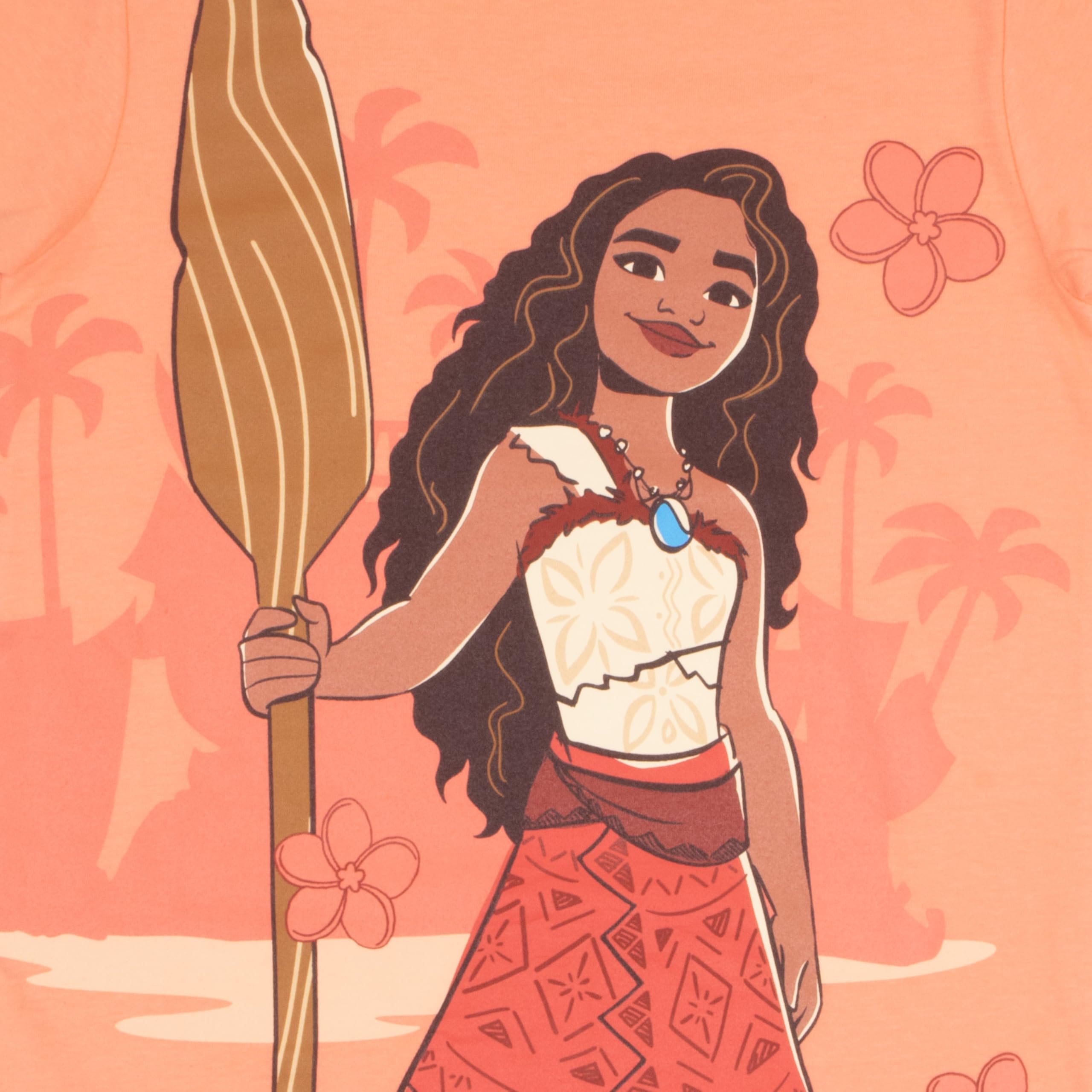 Disney Moana and Friends - Paquete de 2 camisetas con estampado gráfico para niña, paquete de camisetas de manga corta para niños
