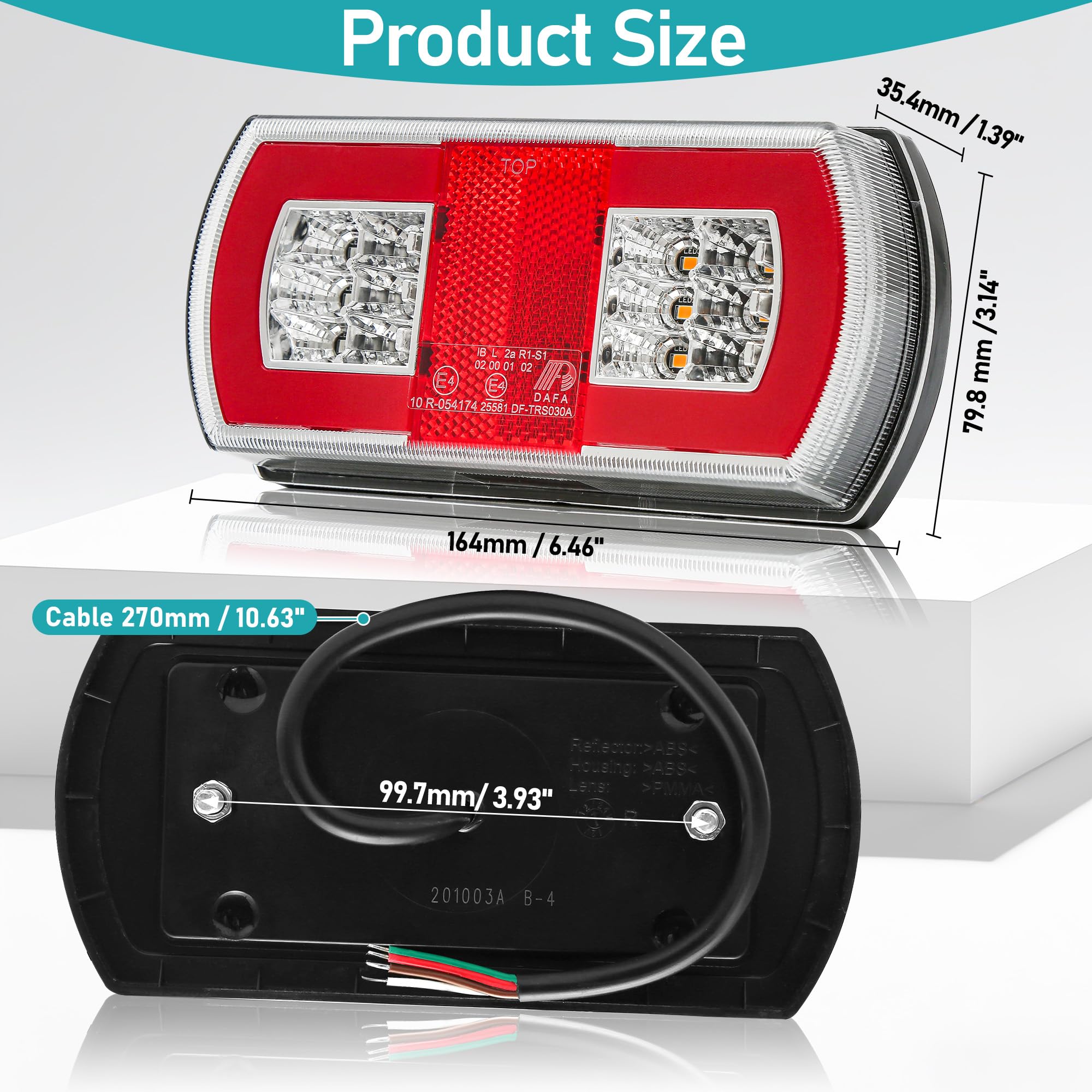 G & D Feux de Remorque Led 12V 24V Étanche IP67 Feu Arrière de Remorque Camion Caravanes & Bateau 5 Fonctions Feu de Stop Feux de Plaque ECE Homologué