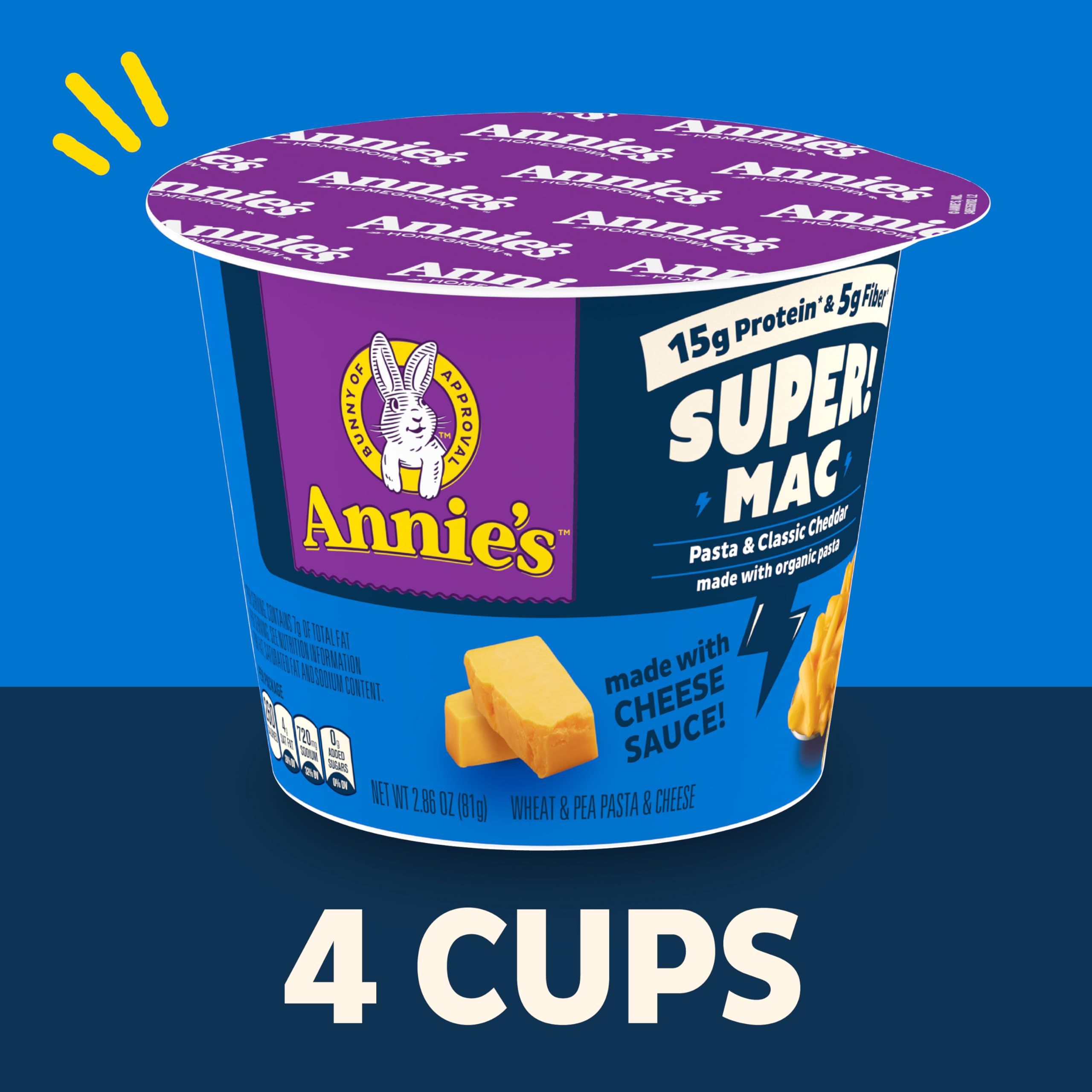Annies Super Mac Microwave Pasta and Classic Cheddar Cups 4 Ct 11 44 oz — view 2