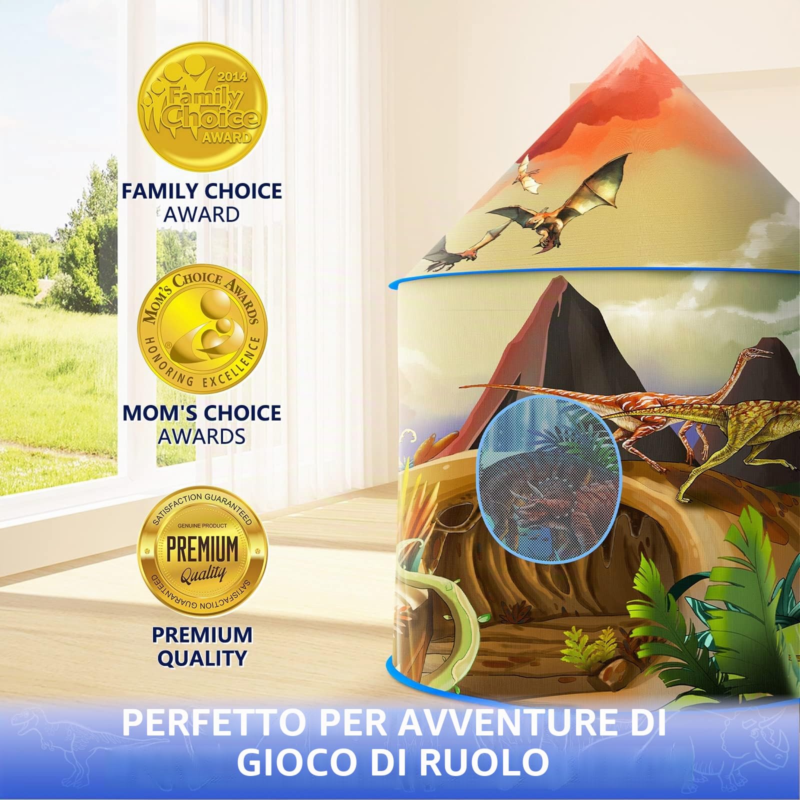 Tenda da gioco con dinosauro per bambini, avventura straordinaria, tenda a dinosauro, tenda per bambini, regalo per ragazze e ragazzi, tende per esterni e interni per bambini