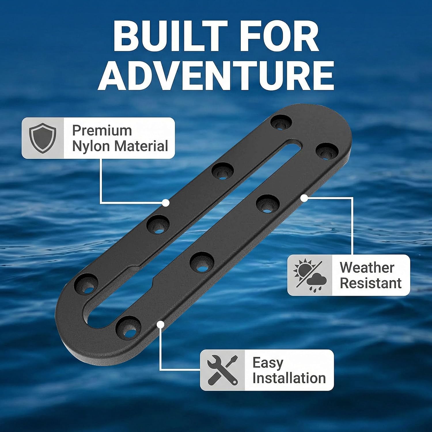Kayak Track Rail Kayak Accessories Mount Track Rail,Lasts 3X Longer | Glass-Filled Nylon&316 Stainless Steel,Low Profile Design for Fishing Rod,Cup Holders and Paddle Holders,Kayak Accessories