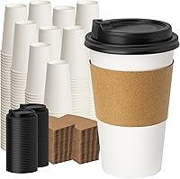 Vista 17 de YEEHAW Tazas de café de 16 onzas con tapas, paquete de 100, tazas de papel desechables azules con tapas, taza para llevar con tapa