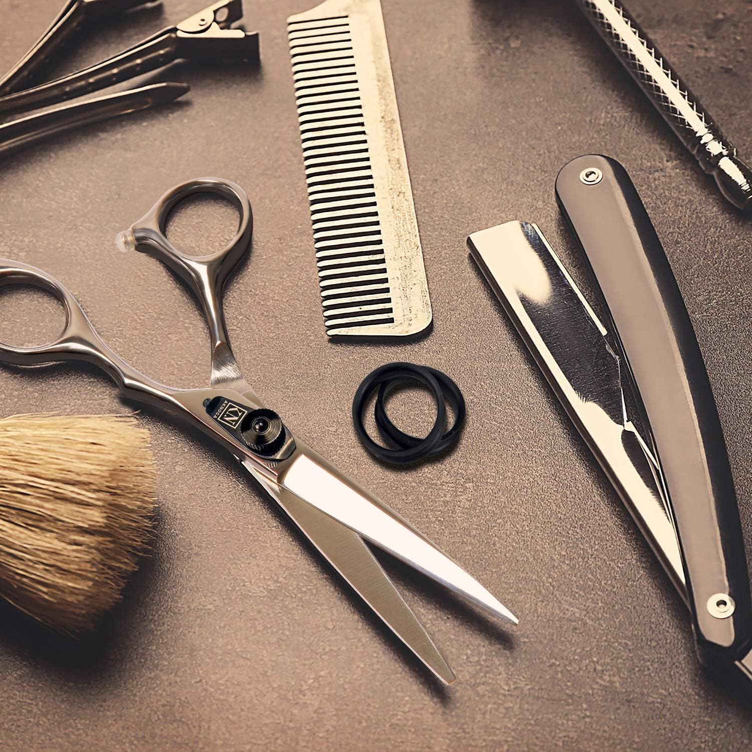 Hair Scissors Professional - 6.5 Inch Razor Edge Barber Scissors for Precision Cutting and Effortless Styling - Fine Adjustment Tension Screw - Salon and Home Use for Women, Men, and Kids (Silver) : Beauty & Personal Care