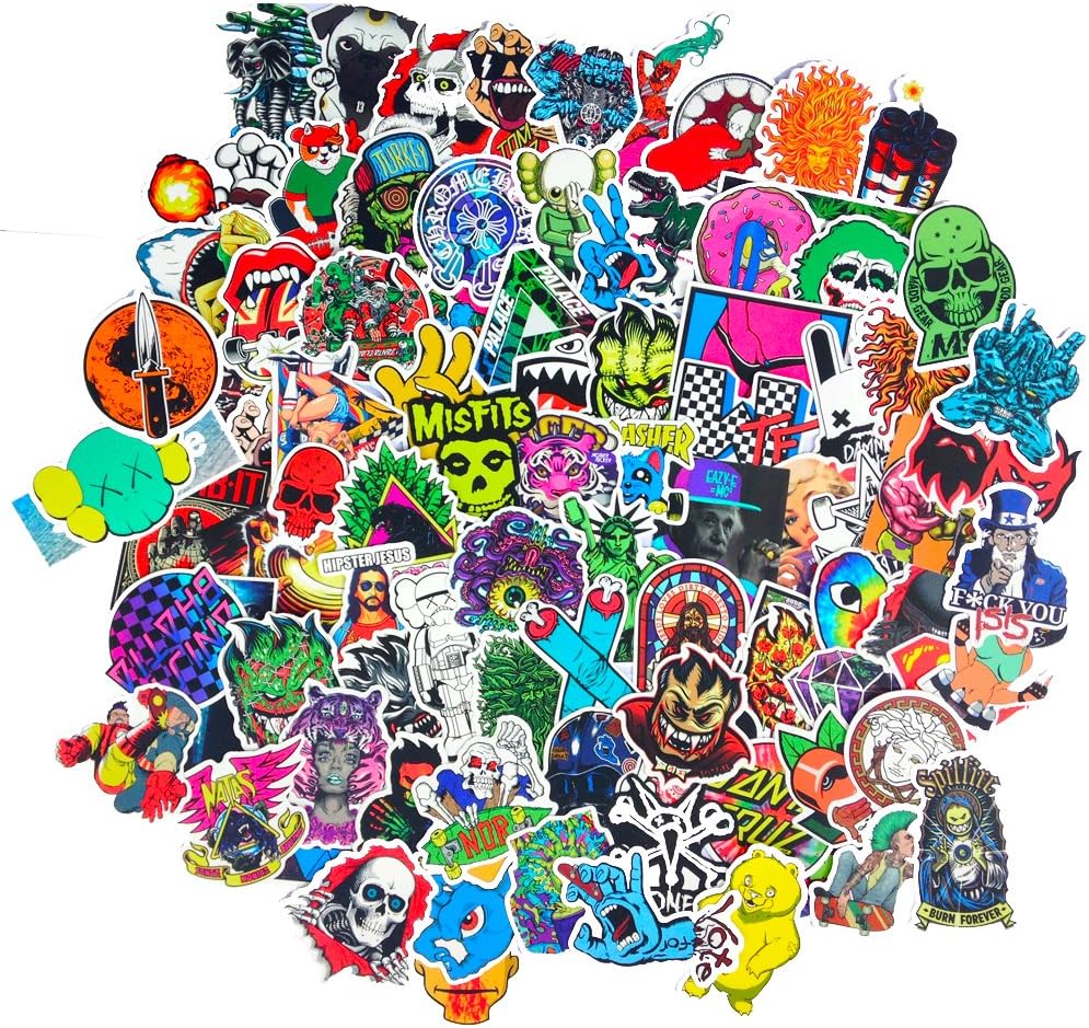 DreamerGO Cool Graffiti Stickers 100 Pieces Various Car Motorcycle Bicycle Skateboard Laptop Luggage Vinyl Sticker Graffiti Laptop Luggage Decals Bumper Stickers