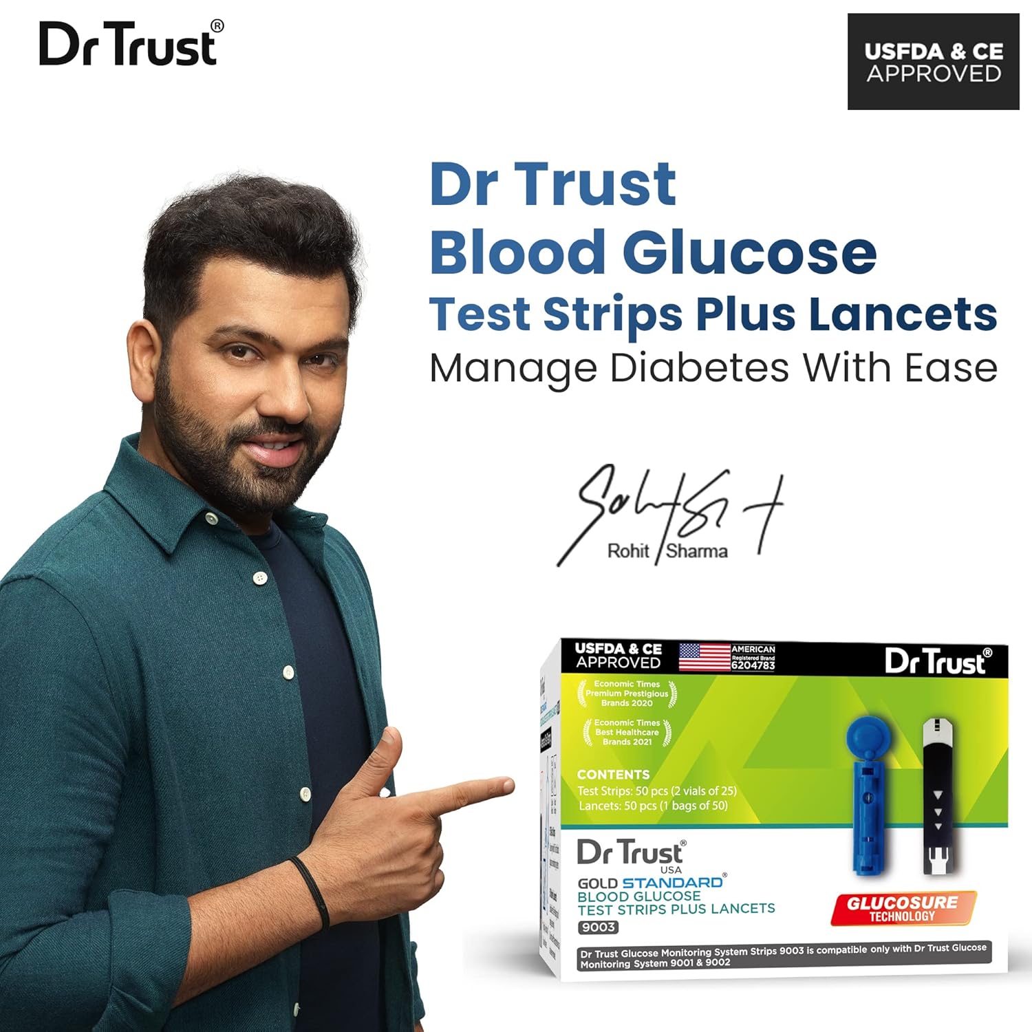 Dr Trust USA Gold Standard Blood Glucose Test Strips Plus Lancets - 50 Strips (Black) Dr Trust USA Gold Standard Blood Glucose Test Strips Plus Lancets - 50 Strips (Black)