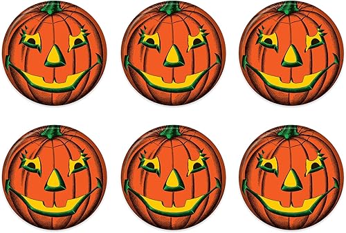 Beistle 6 piezas vintage de Halloween suministros calabaza Goblin Jack O Lantern botón Pins