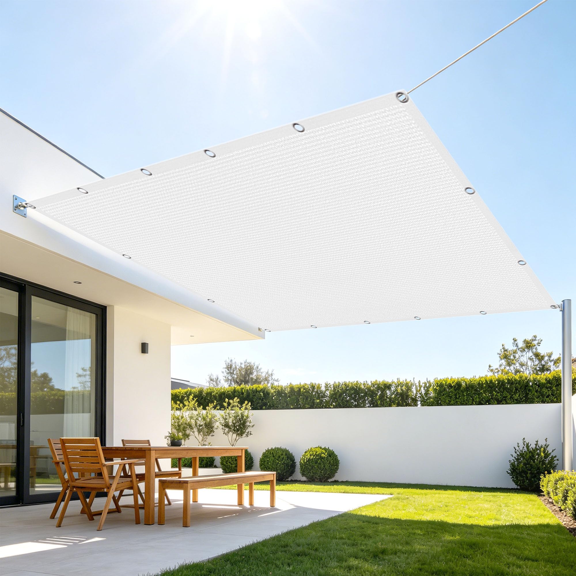 Filet protection solaire blanc pour jardin et abri animaux avec oeillets 2.8x5m