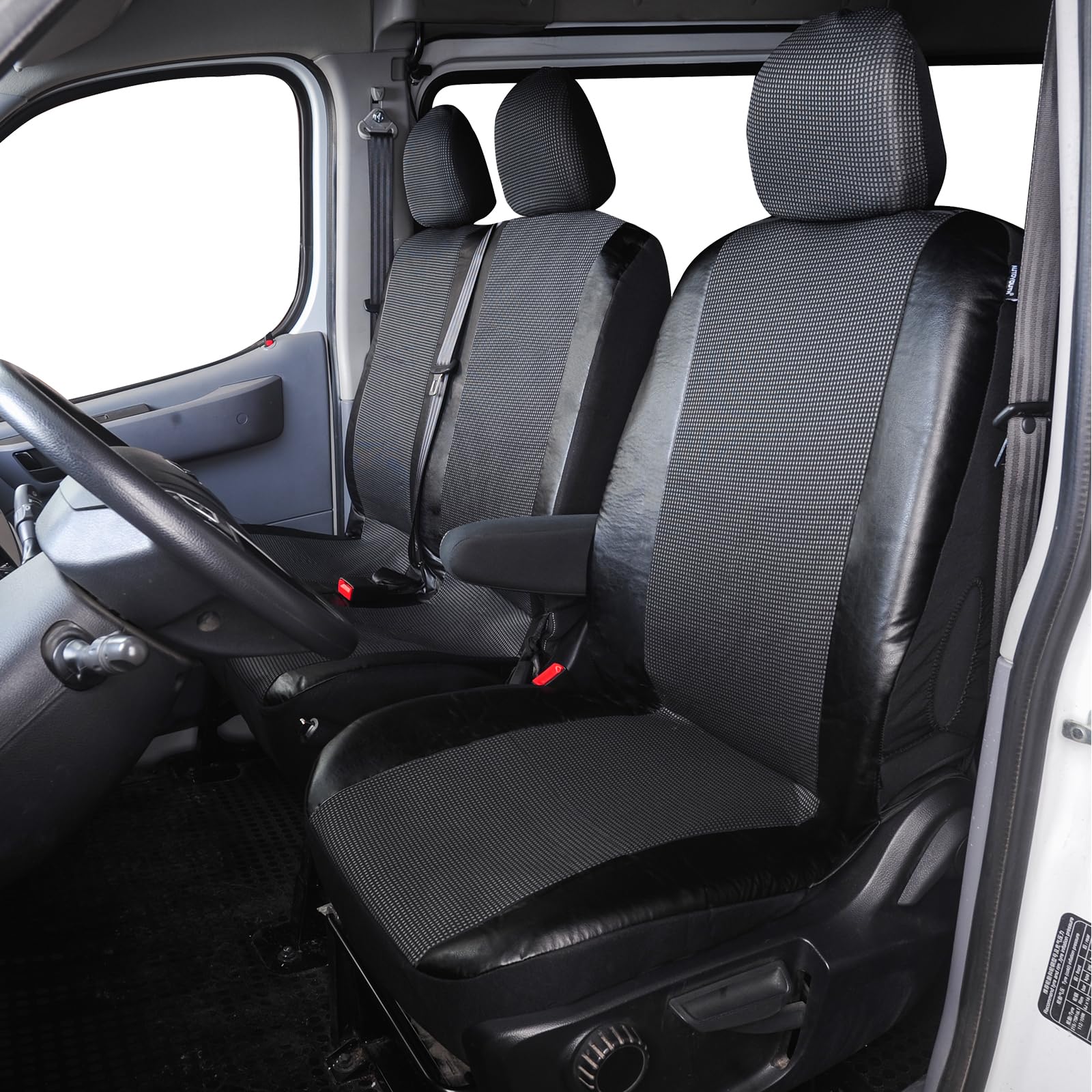 TOYOUN Universal Stoff Auto-Sitzbezüge für Transporter LKW Vorn Autositzbezüge Sitzbezug Fahrersitz + 2er Beifahrersitzbank Schonbezüge