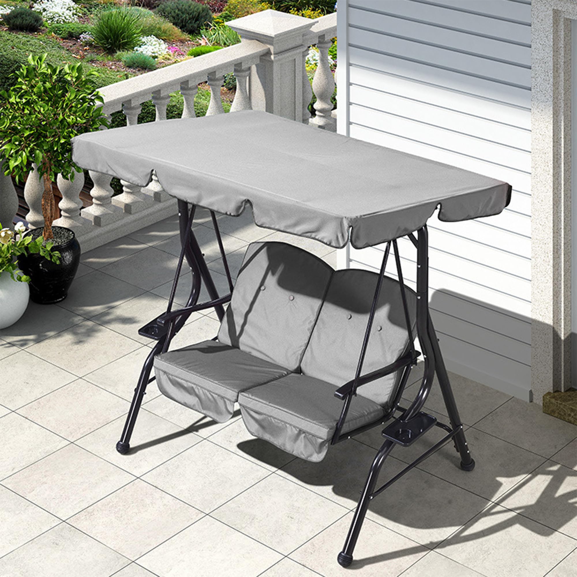Référence de toit pour balancelle Hollywood 210 x 145 cm, toit de rechange pour balancelle Hollywood 3 places, toit de rechange universel pour balancelle de jardin, toit imperméable pour balancelle
