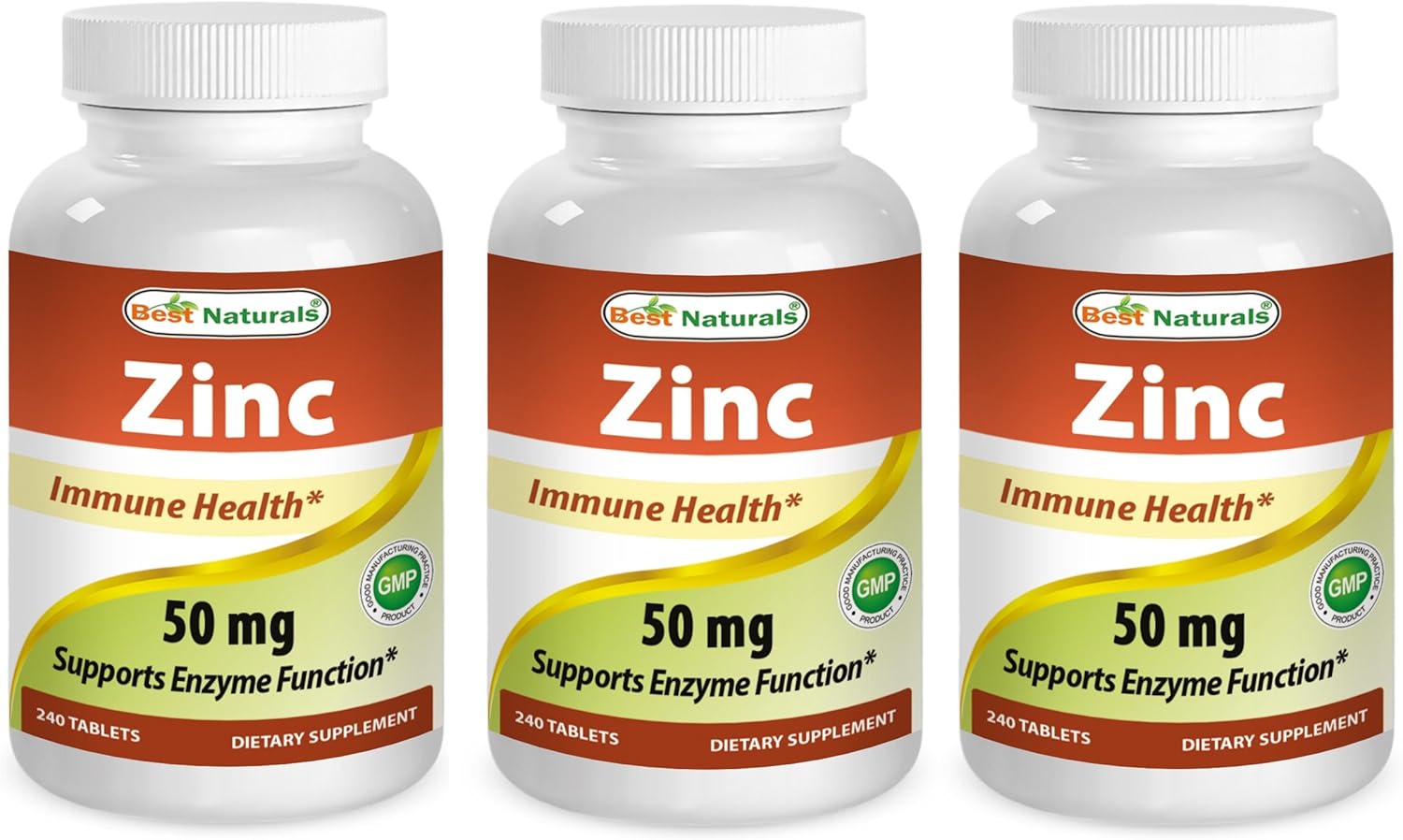 Best Naturals Zinc Supplement as Zinc Gluconate 50mg 240 Tablets Pack