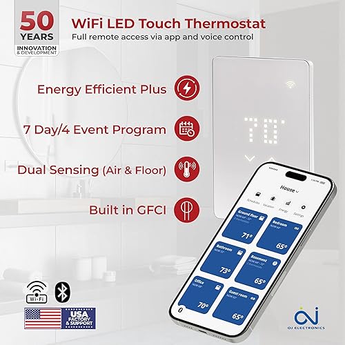 Miniatura 5 de LuxHeat Sistema eléctrico de calefacción por suelo radiante de 100 pies cuadrados - Kit de suelo eléctrico con calefacción de 120 V - Incluye