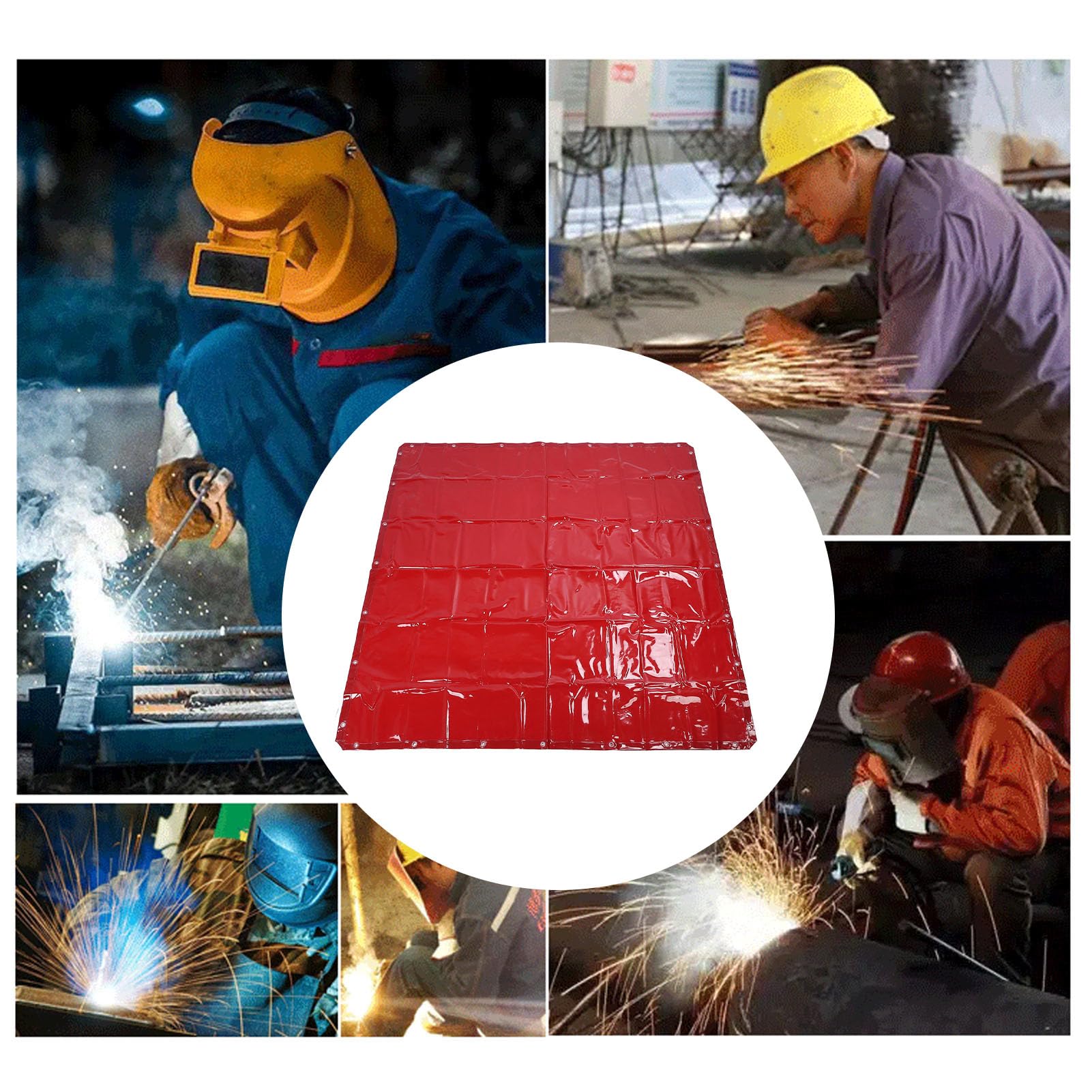 SIXRUN Écran de Soudage Rouge Grande Zone de Couverture UV et Ignifuge pour les Sites Industriels 5,7x5,7 Pieds