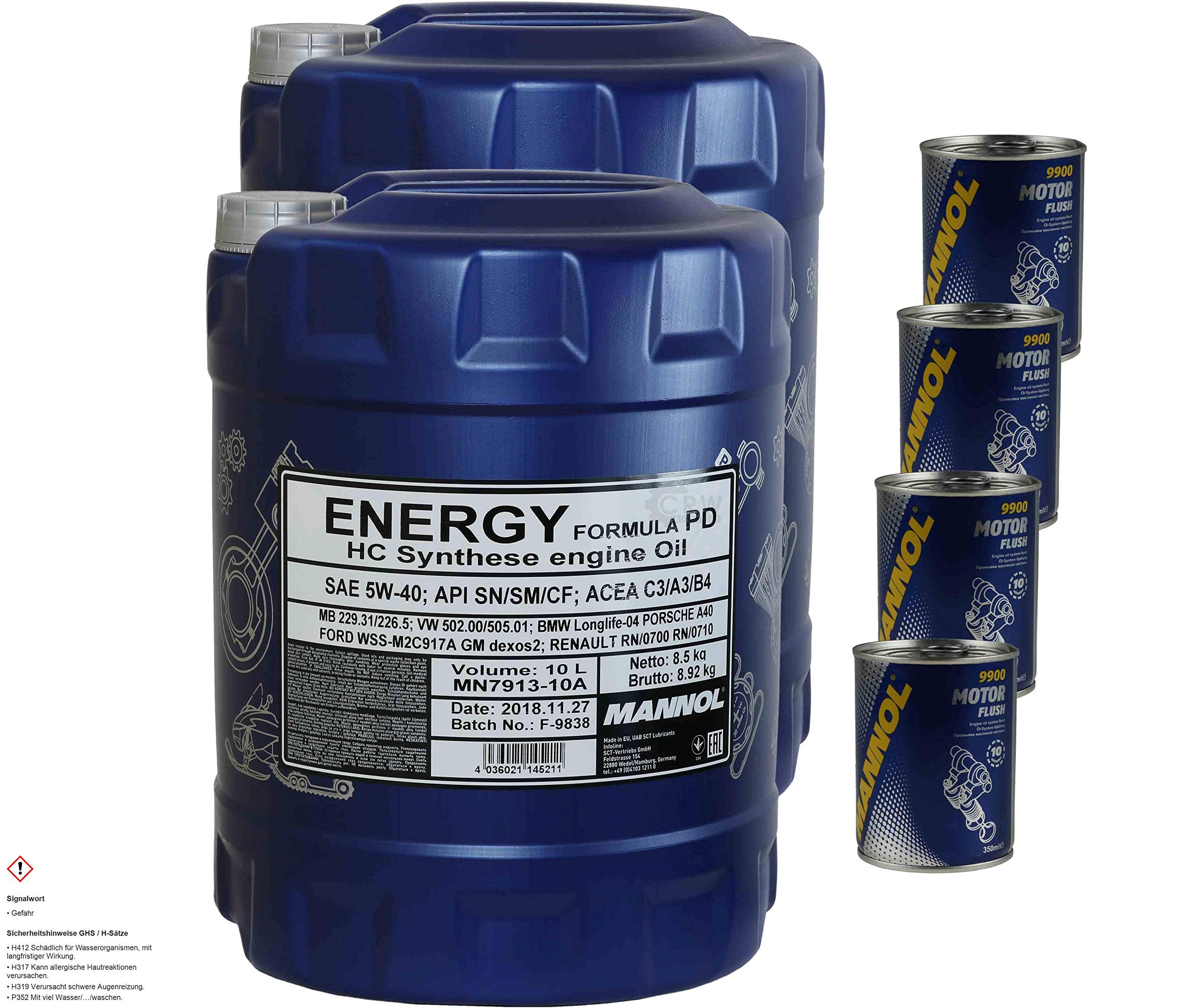 Mannol Energy Formula PD 5W-40 - Aceite para motor (20 L, 4 unidades)