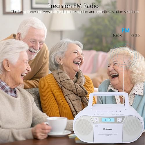 Miniatura 5 de Boombox - Reproductor de CD portátil, reproductor de cassette con CD MP3, Bluetooth, AUX TF, USB, radio FM, alimentación ACDC, caja de auge con